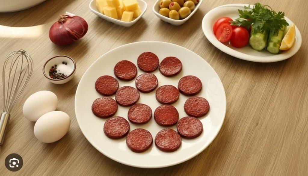 Sucuklu Omlet Malzemeleri